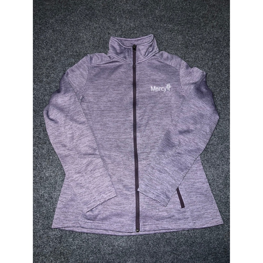 Port Authority Womens Small Purple Space Dye Full Zip Jacket Mercy Logo